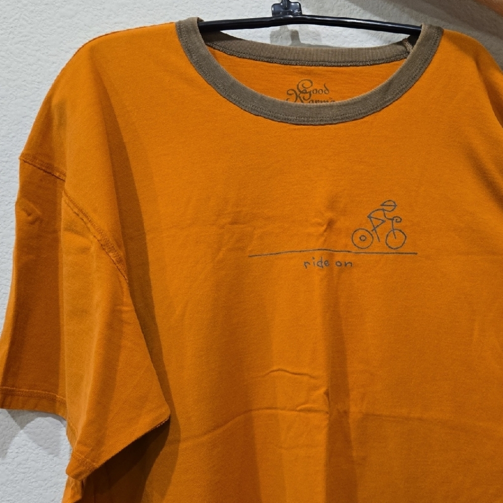 LIFE IS GOOD Orange Cycling Tee (XL) / 100% Organic Cotton